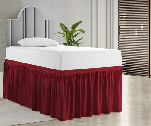 Vista 17 de Falda de cama de calidad de hotel de 800 hilos, 100% algodón con volantes, tamaño de 30 pulgadas, suave, extra larga, elástica, para dormitorio