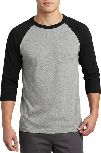 Vista 8 de Camiseta de béisbol raglán para hombre, de algodón, dos tonos, casual, atlética