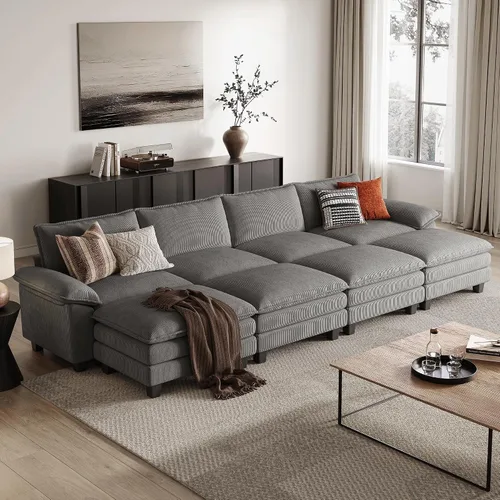 Vista 27 de LINSY HOME Cloud Sofa - Silla decorativa con tumbona otomana para interiores, sofá de pana perfecta para sala de estar, apartamento, oficina, beige