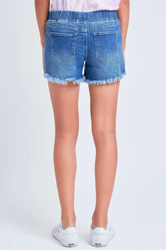 Vista 4 de YMI Pantalón corto híbrido de mezclilla deshilachado para niñas