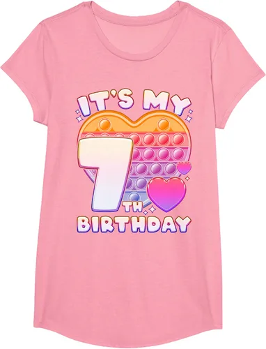 Vista 91 de Pop-it Birthday Girl 7 años de edad, Push it Pop Fidget Bubble Camiseta, Negro