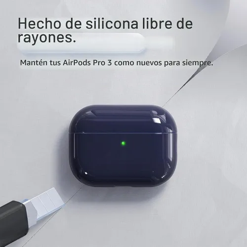 Vista 4 de Funda para AirPods Pro 3 Never-Sretch-Out DamonLight a prueba de golpes, funda protectora de silicona semidura compatible con Apple Airpods Pro