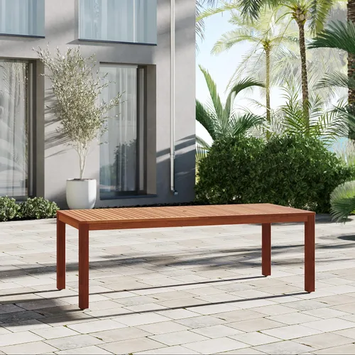 Vista 4 de Amazonia Mónaco - Juego de mesa de comedor rectangular de 9 piezas para exteriores, madera de eucalipto, ideal para patio e interior, acabado