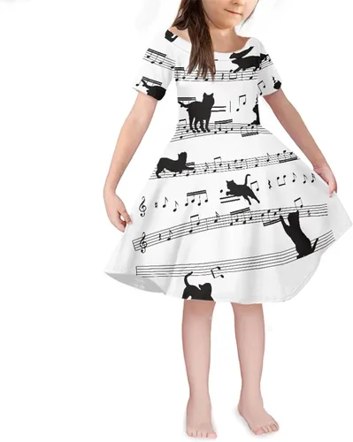 Vista 24 de SEANATIVE Vestido de manga corta para niñas de 3 a 14 años Black Bow Ghost