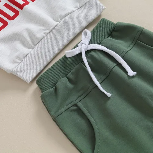 Vista 6 de Ehfomius Conjunto de sudadera con capucha y bolsillo de manga larga con estampado de ciervo para bebé niño