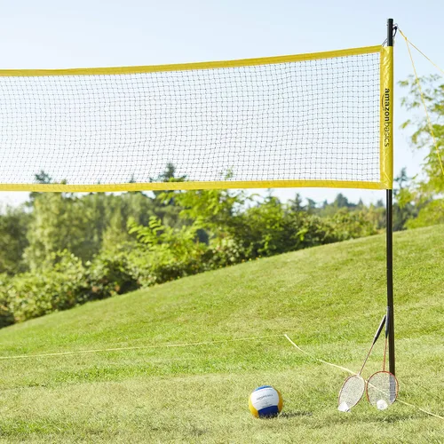 Vista 6 de Amazon Basics Conjunto combinado de voleibol y bádminton al aire libre