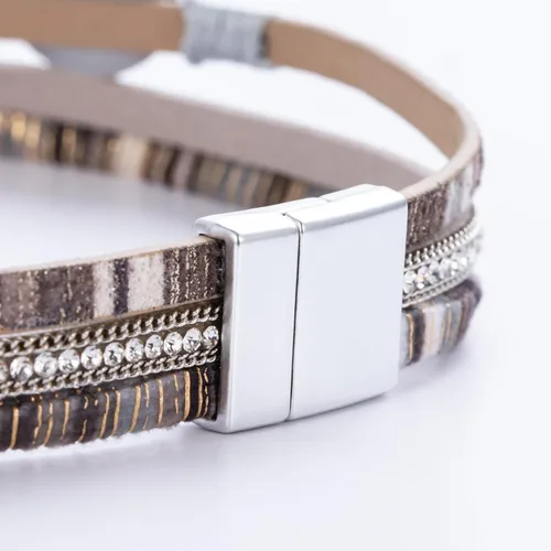 Vista 239 de FANCY SHINY - Pulsera de cuero estilo bohemio, pulsera de cuentas de cristal con cierre magnético, regalos de joyería para mujer