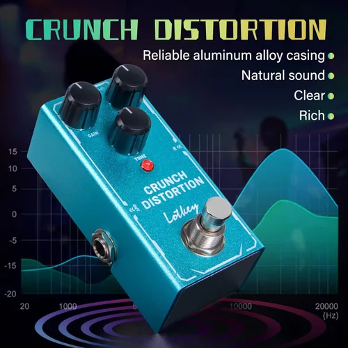 Vista 7 de Pedal de guitarra de distorsión Crunch, pedales de efectos eléctricos Lotkey Mini tipo DC 9V True Bypass