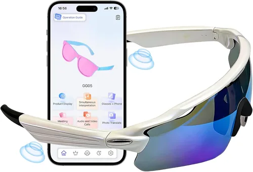 Vista 13 de Lentes de sol Bluetooth para hombres y mujeres, lentes inteligentes con altavoces de oreja abierta, asistente de voz, control táctil, lente