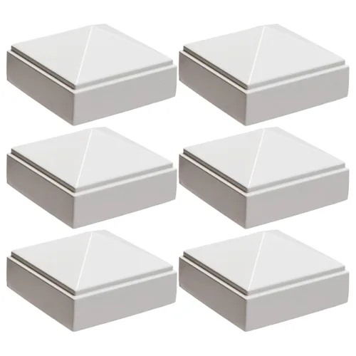 Vista 16 de Tapa de poste piramidal de aluminio de 2 x 2 pulgadas para postes de metal, ajuste a presión, color blanco con recubrimiento en polvo, resistente al