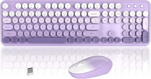 Vista 9 de Combo colorido de teclado y mouse inalámbricos (degradado azul)