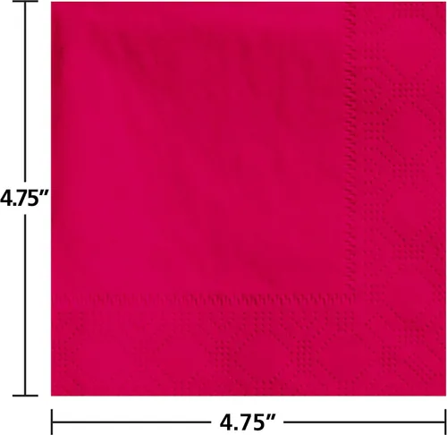 Vista 2 de HFM180311 - Servilletas para bebidas HOFFMASTER, Dos capas 9 1/2amp;quot; X 9 1/2amp;quot;, Rojo, En Relieve