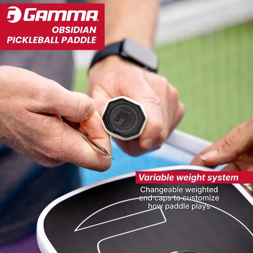 Vista 4 de GAMMA Paleta de pickleball de fibra de carbono de obsidiana, opciones de núcleo de 0.394 in, 0.512 in y 0.630 in, mango de espuma moldeado cómodo