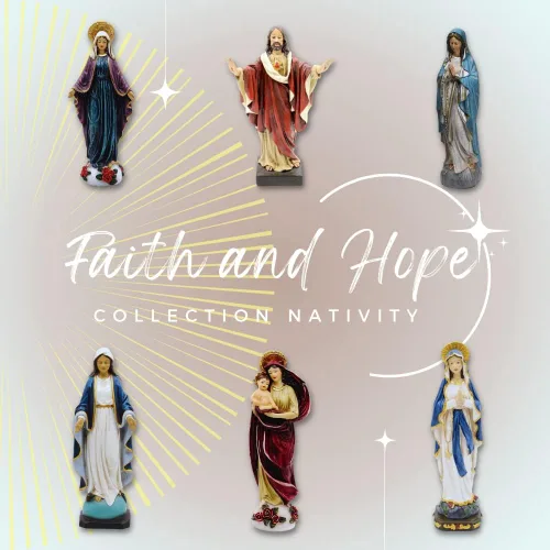 Vista 9 de Comfy Hour Rhode Island - Novedad Faith and Hope Baby Jesus Nativity, 9 piezas de Santa Familia con figuras de ángel, escena de Navidad