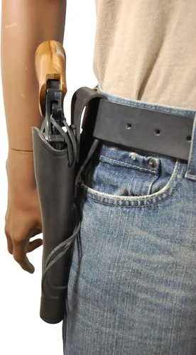 Vista 4 de New Barsony - Funda de piel negra para revólveres de 6 pulgadas