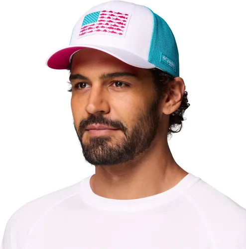 Vista 243 de Columbia Gorra de bola de malla Bandera antigua de malva/blanco/pescado