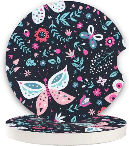 Vista 19 de LogHog Posavasos de cerámica para automóvil de 2.56 pulgadas, diseño adorable de abeja: no te preocupes, Bee Happy - Portavasos perfectos
