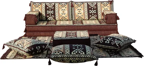Vista 11 de arabicsofa Sofá de dos plazas marrón - Sofá oriental bajo con funda lavable - Juego modular árabe Majlis