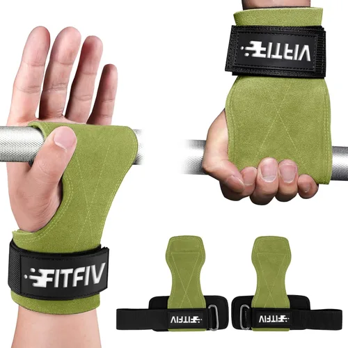 Vista 14 de Correa de muñeca de levantamiento de pesas, correas de cuero dobles para entrenamiento de fuerza en el gimnasio, muñequeras acolchadas de neopreno
