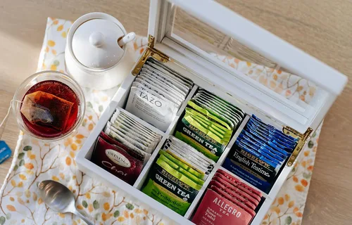 Vista 6 de Break Tradition - Organizador de té de madera para bolsitas de té, color Blanco