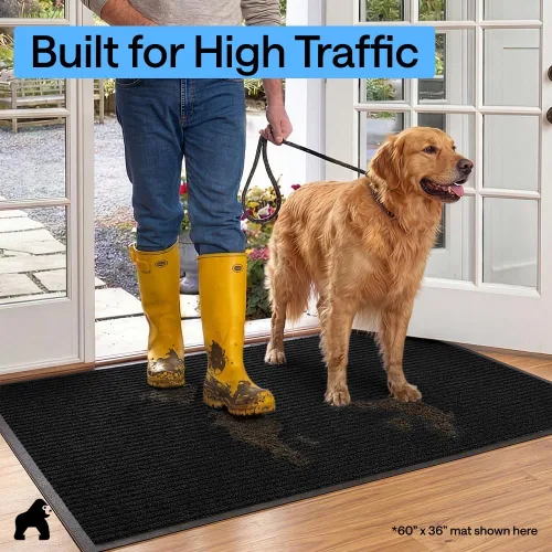Vista 7 de GORILLA GRIP Traffic Guard - Tapete resistente para interiores y exteriores Negro