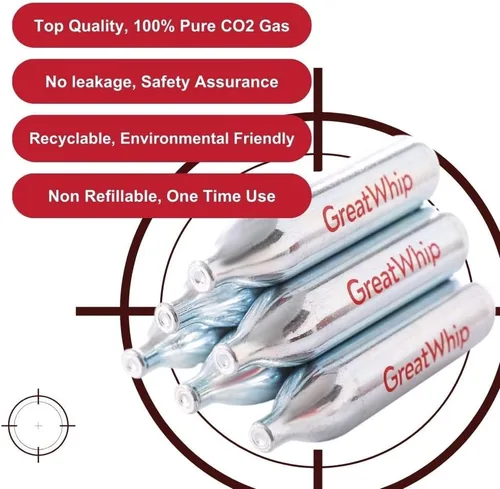 Vista 2 de GreatWhip 25 cartuchos de CO2 de 0.47 oz no roscados compatibles con pistola BB de CO2, pistola de aire, pistola de aire, pistola de aire, rifle