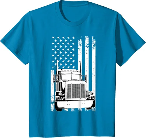 Vista 76 de Camión conductor bandera americana camionero vintage hombres mujeres regalo camiseta