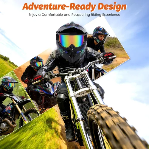 Vista 7 de Guantes para niños, lentes para motociclista y casco para manejar fuera de pista, para niños, para motocross, aprobados por el DOT, para carreras, M