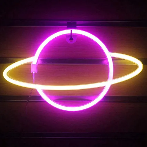 Vista 15 de Luces LED de neón, WONFAST Planet Rocket, letreros de neón acrílicos con pilas o USB, decoración de pared para habitación de niños, Navidad Azul