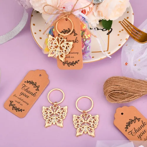 Vista 5 de 24 llaveros de mariposa con diseño de mariposa para despedida de soltera, con forma de mariposa para invitados, bodas, fiestas, baby shower