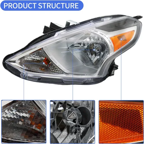 Vista 2 de Conjunto de faros delanteros para Nissan Versa 2015 2016 2017 2018 2019 de repuesto lateral del conductor