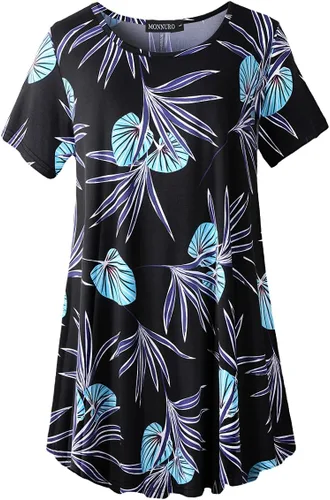 Vista 2 de MONNURO - Camiseta de manga corta para mujer, holgada con mucho vuelo, talla grande