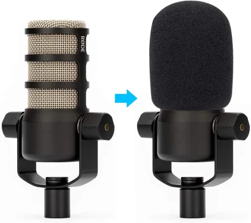 Vista 2 de Protector de espuma con filtro pop para micrófono PodMic - Parabrisas de viento para micrófono personalizado para Rode PodMic USB, micrófono