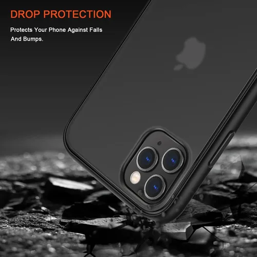 Vista 3 de TENDLIN Compatible con iPhone 11 Pro Funda translúcida mate con parte trasera dura de silicona suave cómoda (negro)