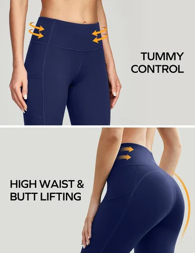 Vista 4 de Ewedoos - Pantalones deportivos de yoga para mujer con bolsillos leggings con bolsillos, de tiro alto, con control de abdomen, que no transparentan