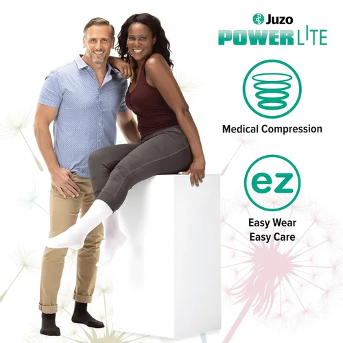 Vista 3 de Juzo Power Lite, 2620, hasta la rodilla, calcetines de compresión de 15-20 mmHg para estilos de vida activos, hombres y mujeres, M, color negro