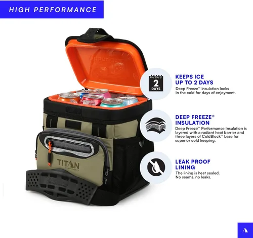 Vista 4 de Titan by Arctic Zone Deep Freeze Cooler - Zipperless Hardbody Cooler - Deep Freeze Insulation, HardBody Liner, and SmartShelf