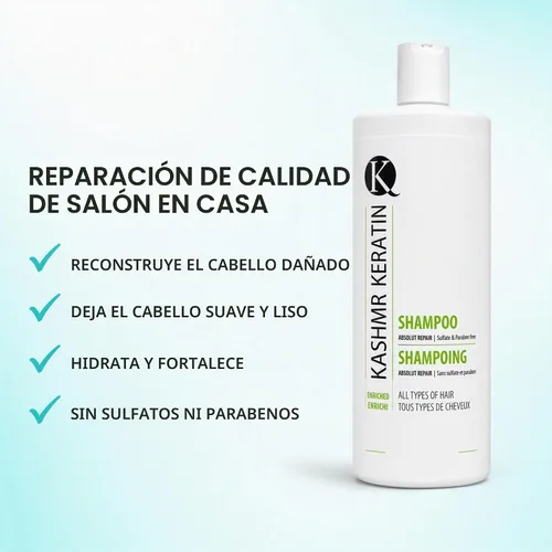 Vista 6 de Kashmir Keratin Champú enriquecido sin sulfato hidratante sin parabenos para todo tipo de cabello y cabello seco dañado (33.8 onzas líquidas)