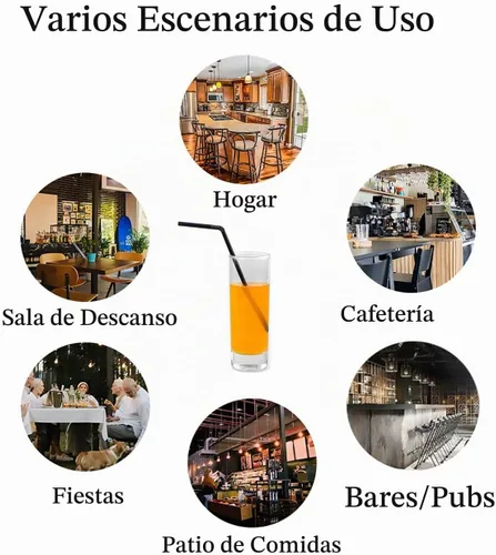 Vista 4 de Pajitas flexibles de plástico flexibles para beber, diámetro 0.197 in, longitud 8.3 in, 100 unidades, negro, estándar largo 0.197-8.268 in