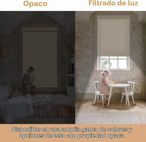 Vista 3 de Persilux Persianas Enrollables Opacas para Ventanas, Sin Cordón, Tela de Lino, Persianas Enrollables, Tela con Aislamiento Térmico Protección UV