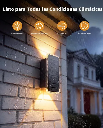 Vista 5 de vighep Paquete de 8 luces solares para valla al aire libre, luces de pared Negro