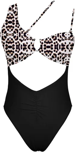 Vista 4 de QINSEN Traje de baño de una pieza con espalda fruncida y corte alto para mujer