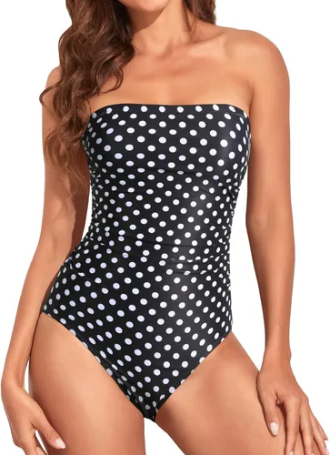Vista 5 de Holipick Trajes de baño de una pieza con control de abdomen para mujer Punto Negro