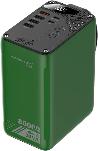 Vista 8 de Batería portátil de 80000 mAh PD de 30 W de alta capacidad, carga rápida, 22.5 W, USB, C, con 5 salidas y pantalla LCD, banco de batería para Gris