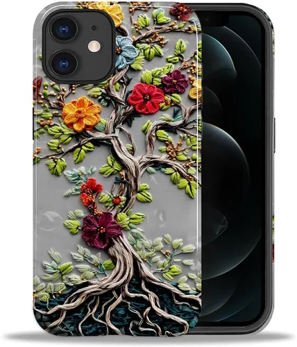 Vista 93 de ZHEGAILIAN Funda para iPhone 11, carcasa dura a prueba de golpes + silicona suave 2 en 1 híbrida, parachoques a prueba de caídas - Vidrio manchado