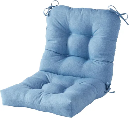 Vista 9 de Cojines para silla de exterior con bisagras, diseño de una sola pieza, cojín reversible para asiento y respaldo de patio con lazos, tela de Aloha