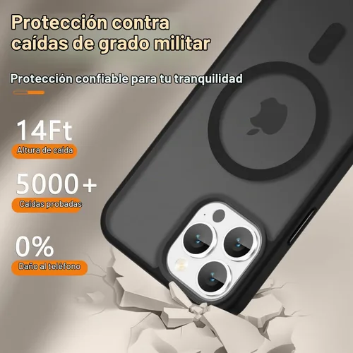 Vista 4 de YENAPOON Funda magnética mate para iPhone 13 Pro, color negro