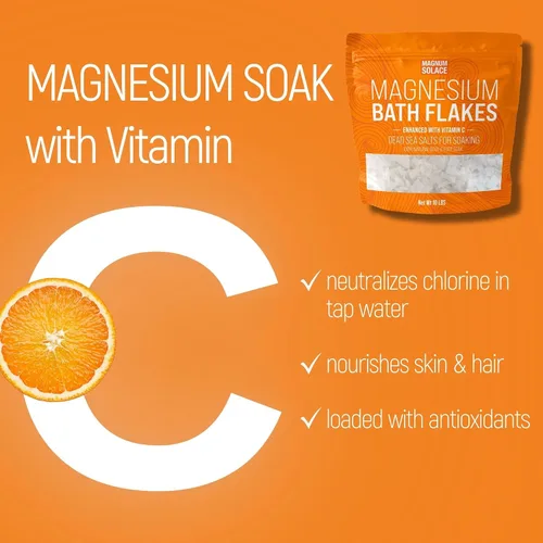 Vista 2 de Copos de magnesio de 10 libras con vitamina C y 10 libras de copos sin perfume: paquete de 2