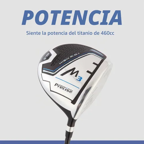 Vista 4 de Precise M3 - Juego de golf de 14 piezas para hombre – Driver de 460cc, Madera, Híbrido, Hierros 6-PW, Putter, Bolsa con Soporte, 3 Fundas