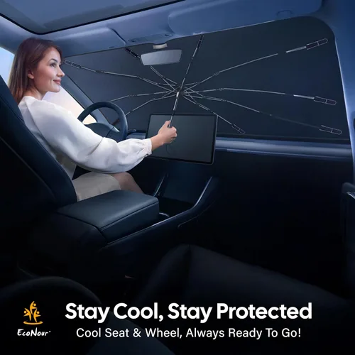 Vista 4 de EcoNour Parasol plegable para parabrisas de Mazda 3 2014-2016 2017 2018, parasol para ventana delantera de automóvil, protección UV, bloqueador